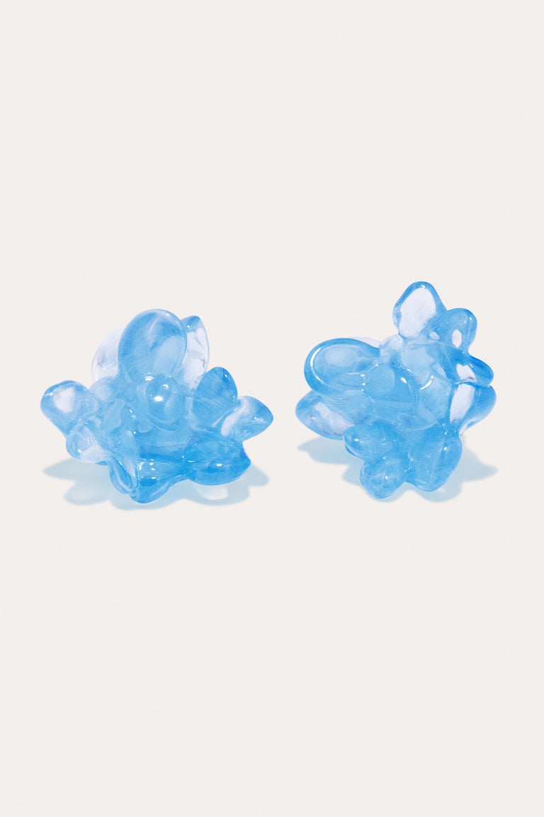 Floe - Blue Resin and Recycled Silver Earrings