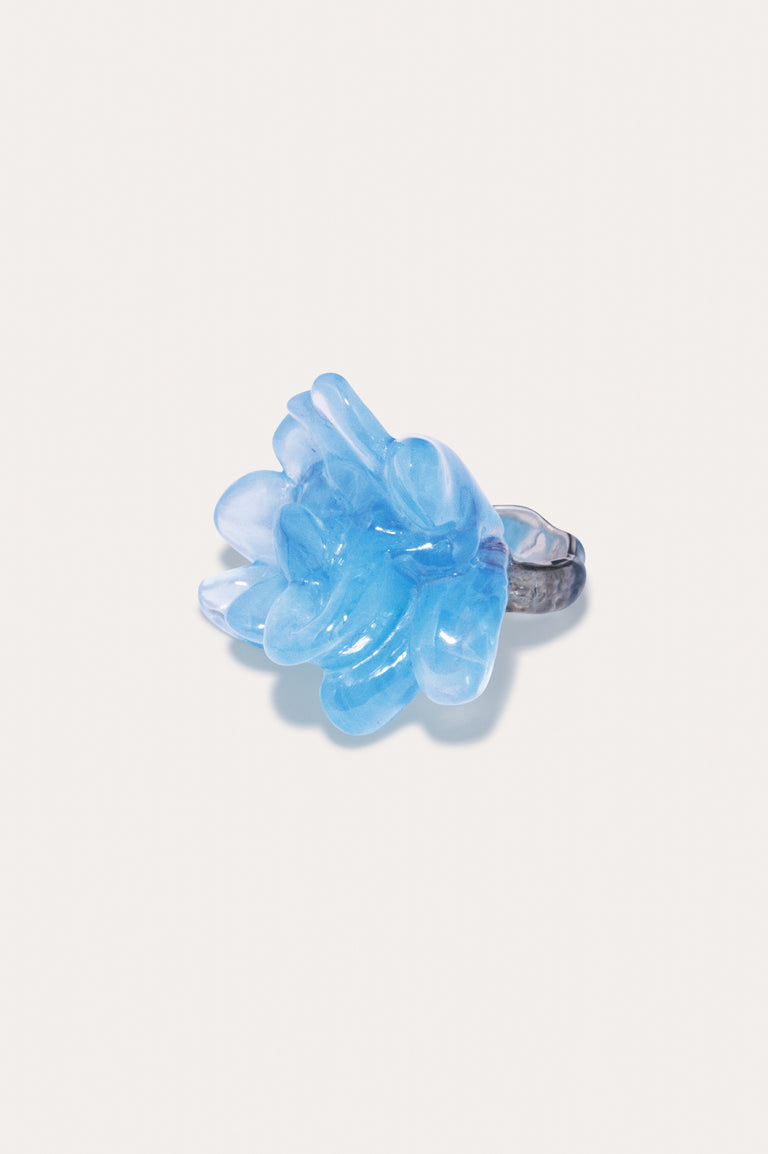 Floe - Blue Resin and Recycled Silver Ring