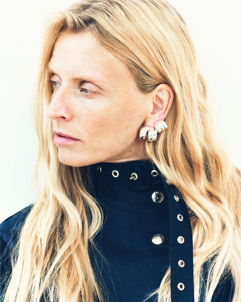 H93 - Boucles d'oreilles en résine verte et argent recyclé