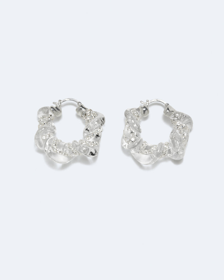 H93 - Boucles d'oreilles en résine verte et argent recyclé