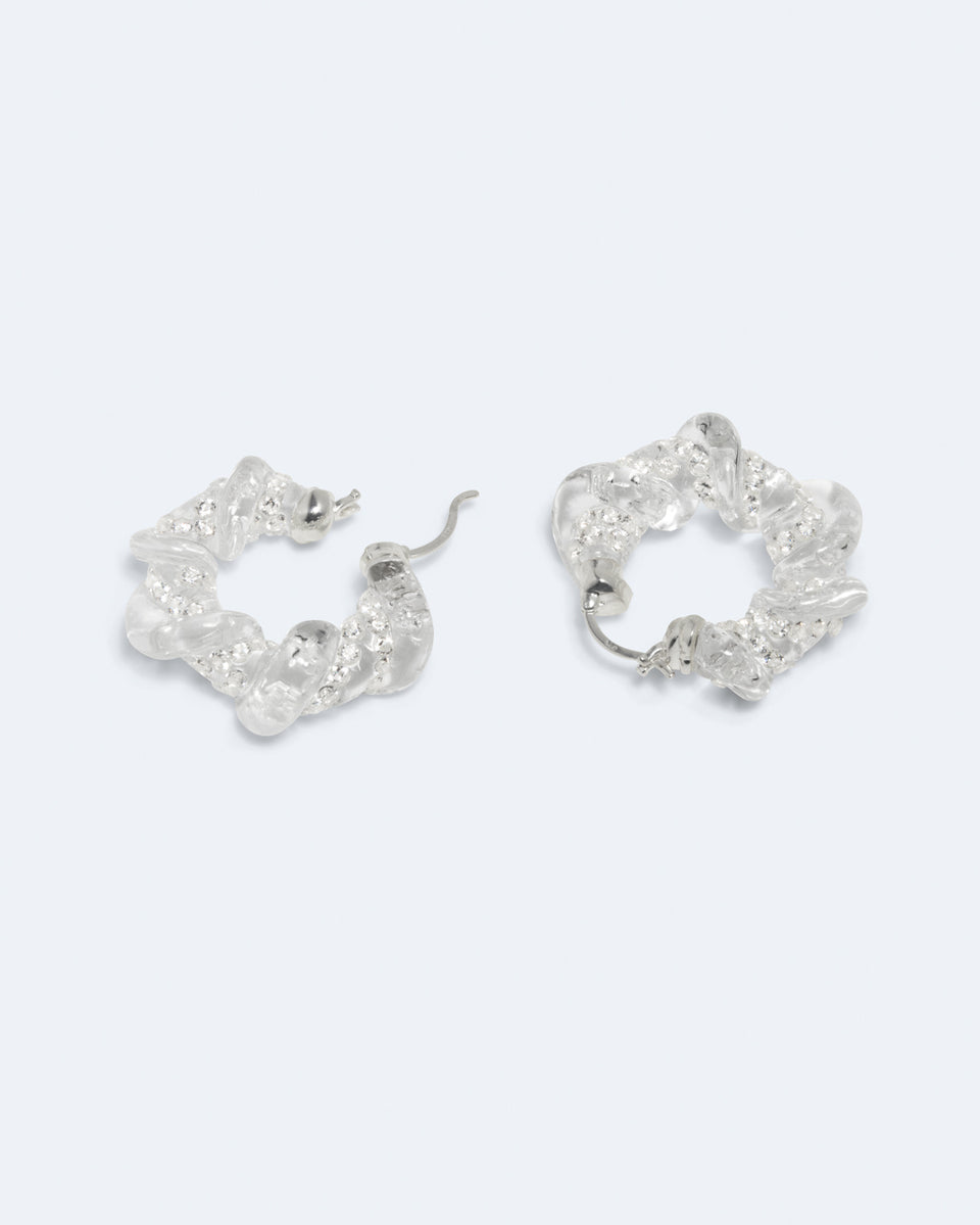 H93 - Boucles d'oreilles en résine verte et argent recyclé