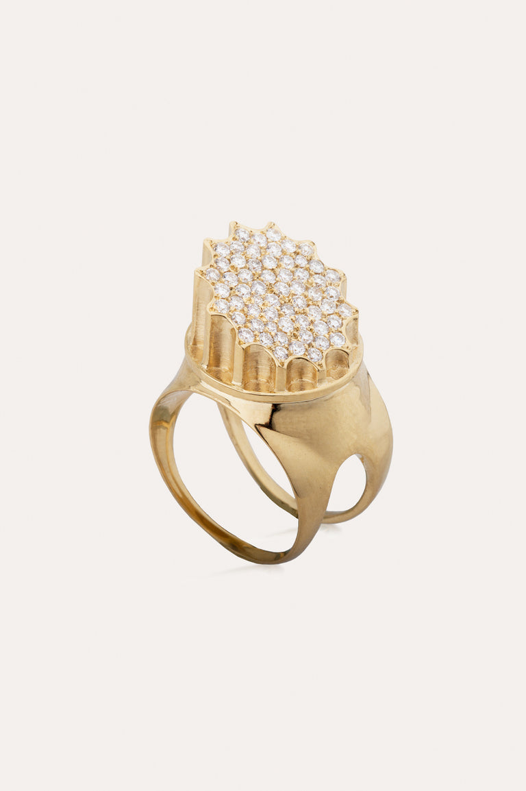 Colonne incomplète - Bague en or jaune 18 carats et diamants