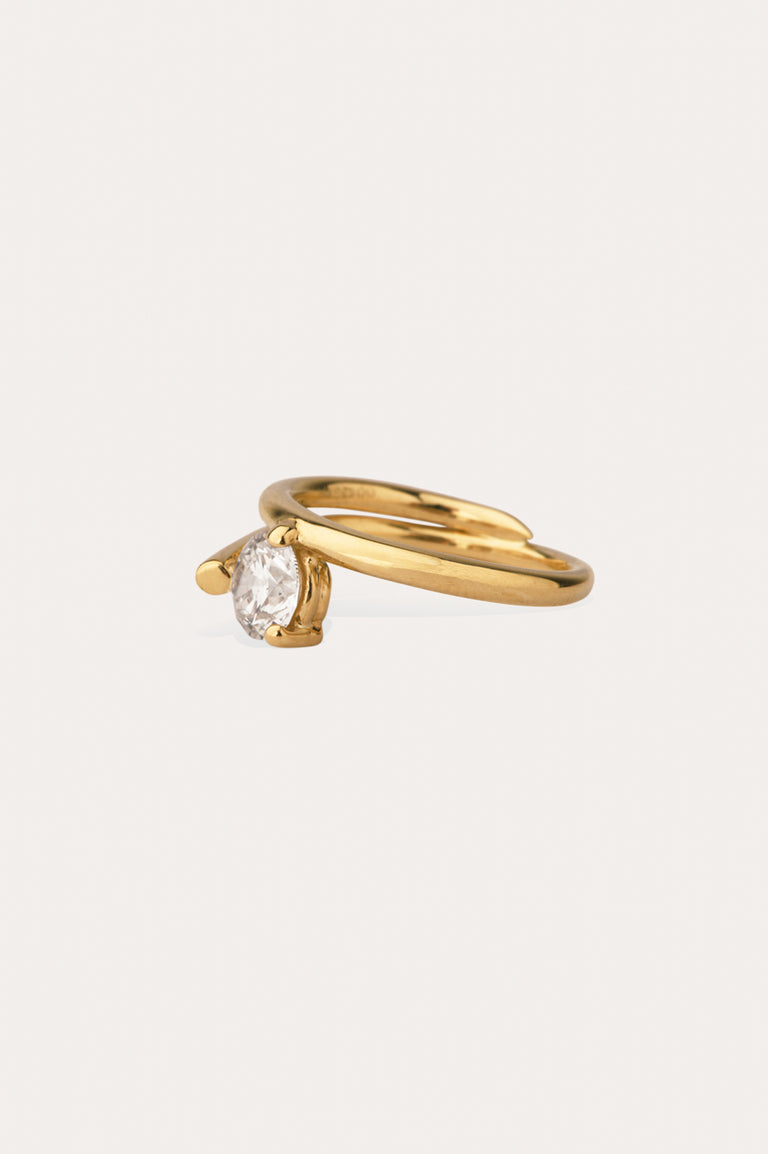 La Fleur Dévoyée - Bague de Fiançailles Solitaire en Or Blanc 18 Carats et Diamant Rond