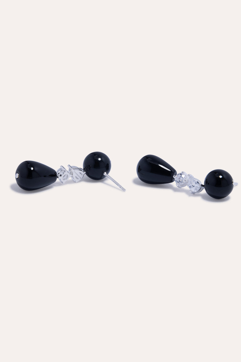 Tarn - Black Onyx and Zirconia Recycled Silver Earrings