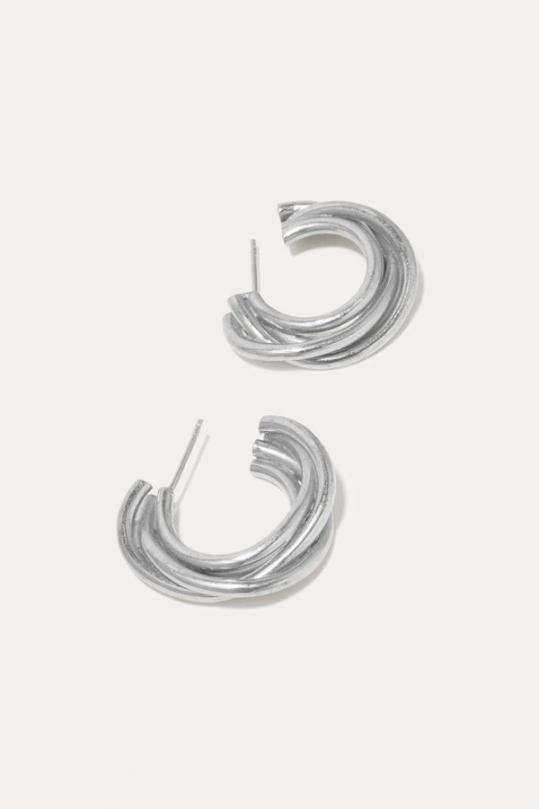 Rencontre - Boucles d'oreilles plaquées platine
