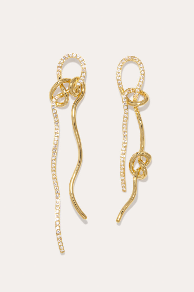 Not Even The Mathematician Can Create Things At Will - White Topaz and Gold Vermeil Earrings