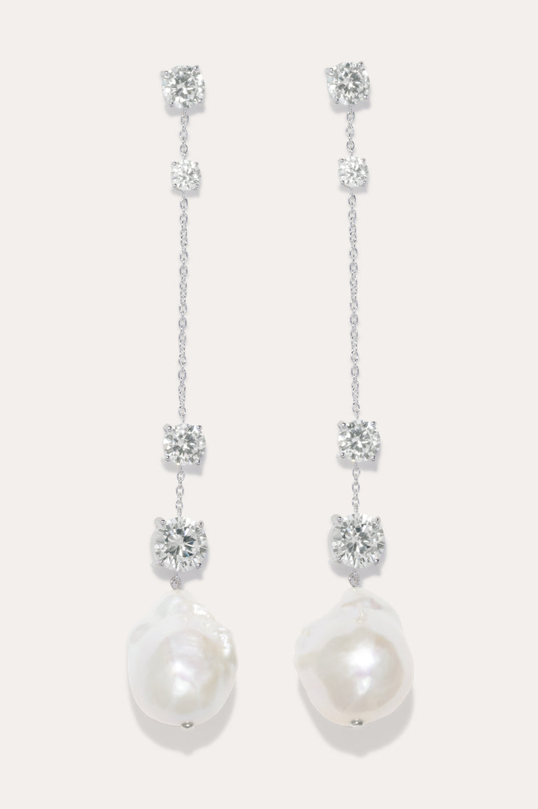 Boucles d'oreilles en argent recyclé avec perles et zircone - Ne jamais abandonner