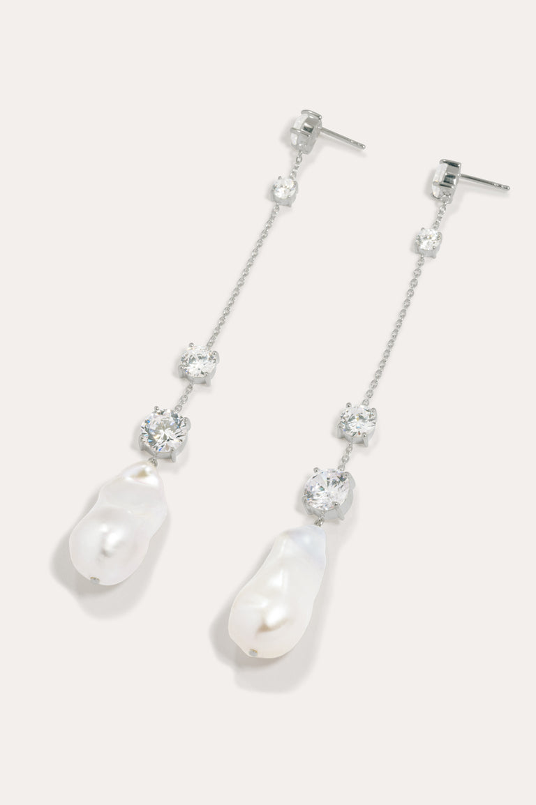 Boucles d'oreilles en argent recyclé avec perles et zircone - Ne jamais abandonner