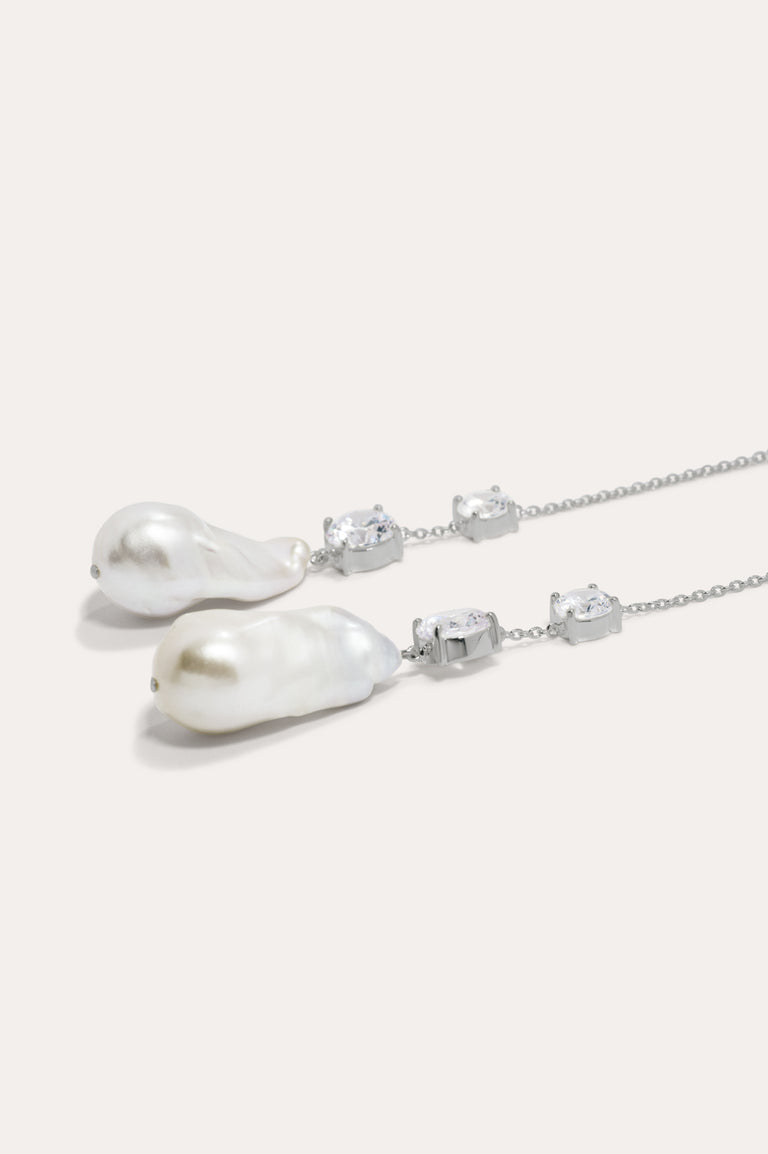 Boucles d'oreilles en argent recyclé avec perles et zircone - Ne jamais abandonner