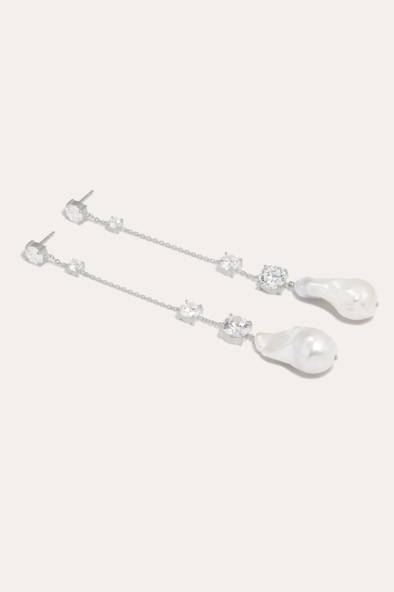 Boucles d'oreilles en argent recyclé avec perles et zircone - Ne jamais abandonner