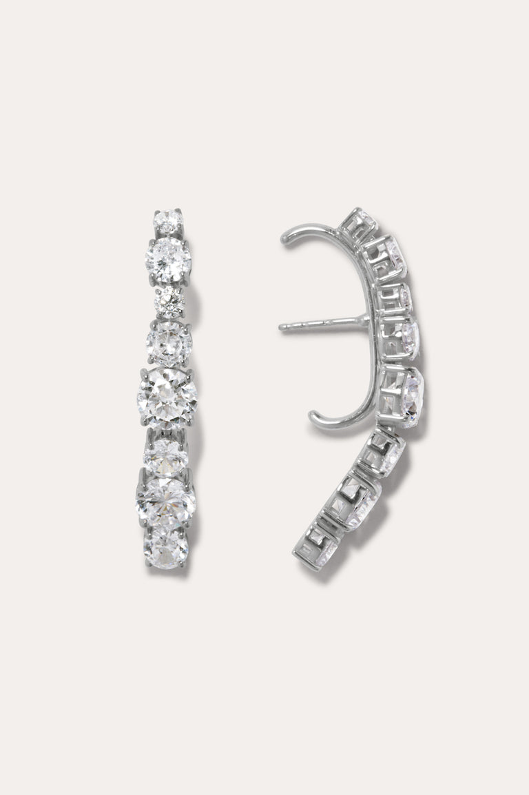 Inflection - Zirconia and Recycled Silver Ear Climbers