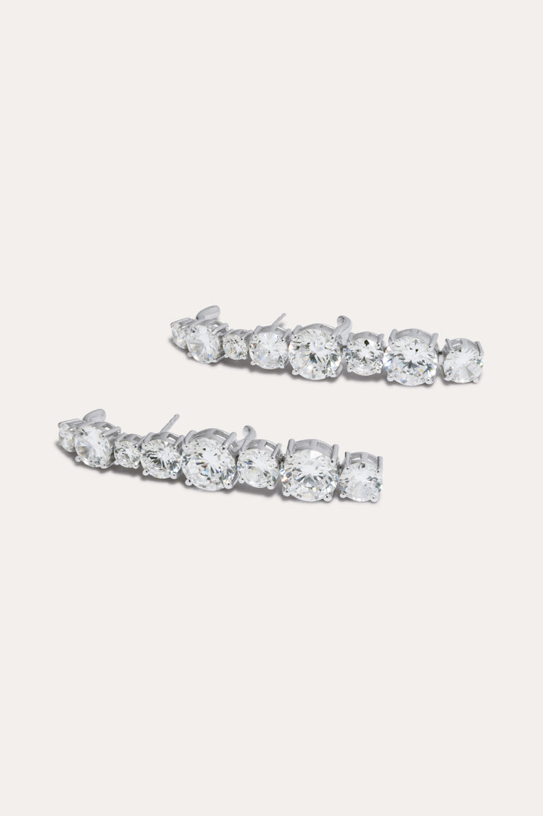 Inflection - Zirconia and Recycled Silver Ear Climbers