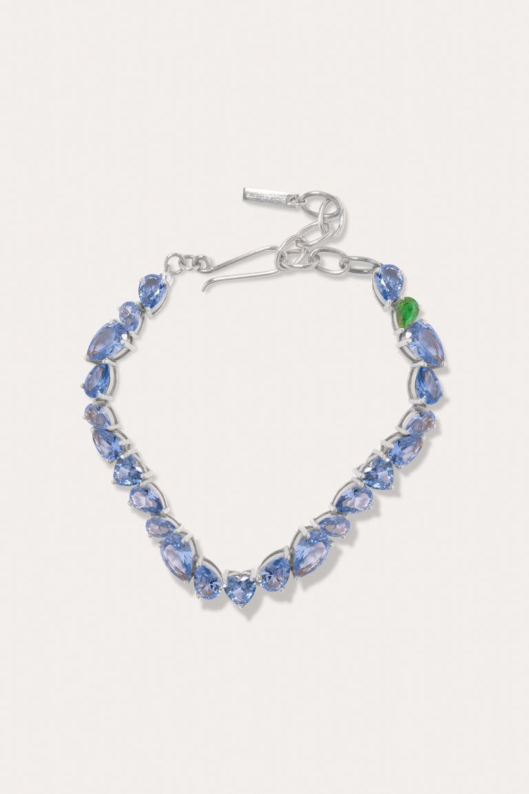 Z110 - Bracelet en argent recyclé avec zircone émeraude et spinelle bleu synthétique