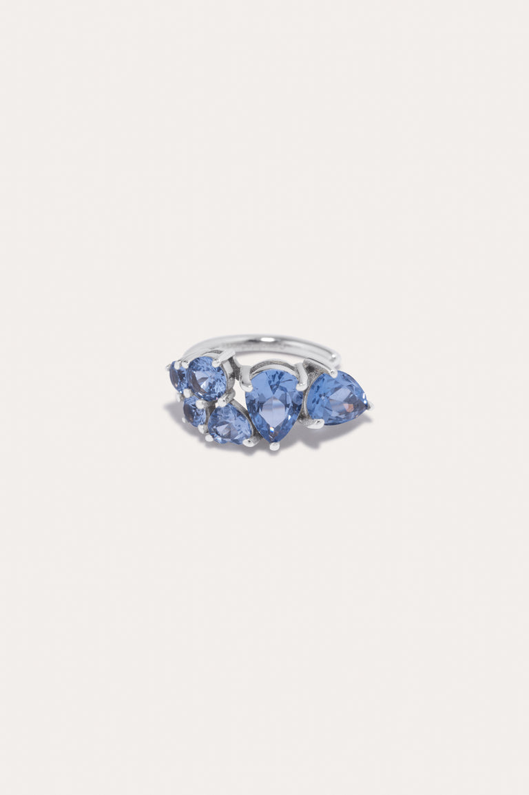 Z111 - Boucle d'oreille manchette en spinelle bleu synthétique et argent recyclé