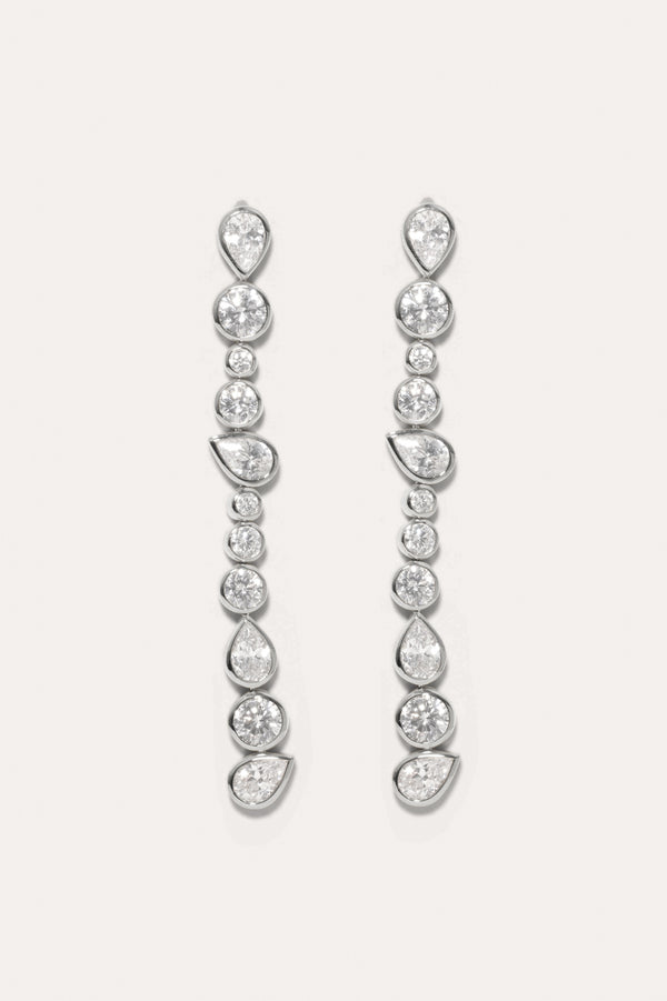 Glitch - Boucles d'oreilles en oxyde de zirconium et plaqué platine