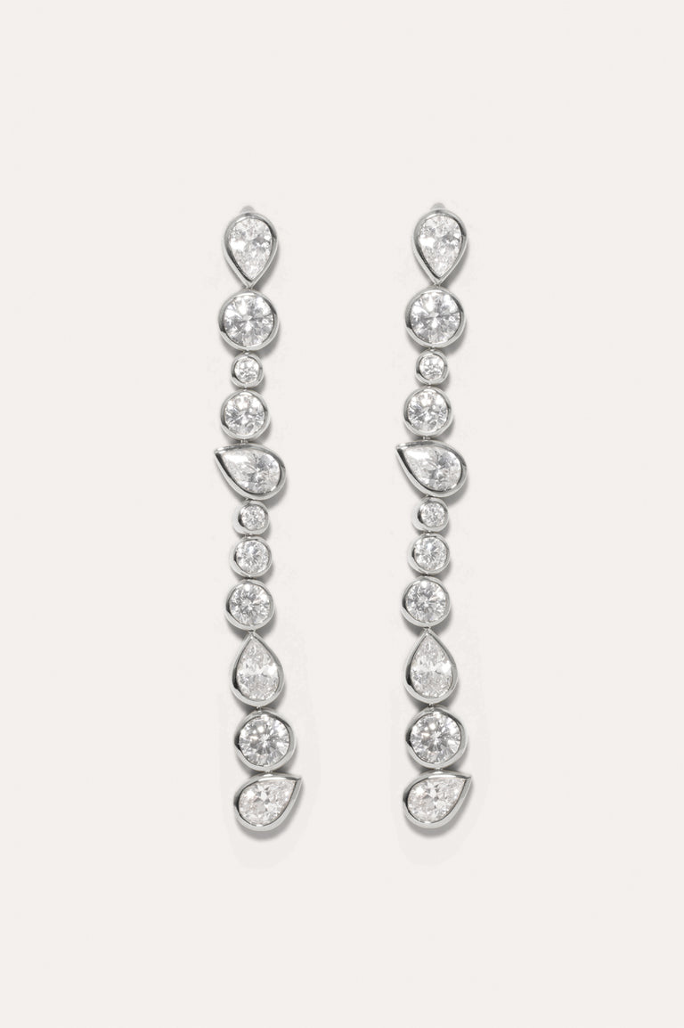 Glitch - Boucles d'oreilles en oxyde de zirconium et plaqué platine