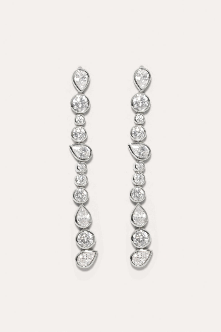 Glitch - Cubic Zirconia and Platinum Plated Earrings