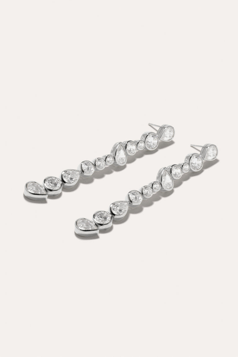 Glitch - Boucles d'oreilles en oxyde de zirconium et plaqué platine