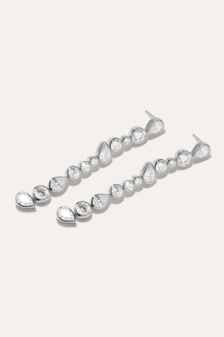 Glitch - Boucles d'oreilles en oxyde de zirconium et plaqué platine