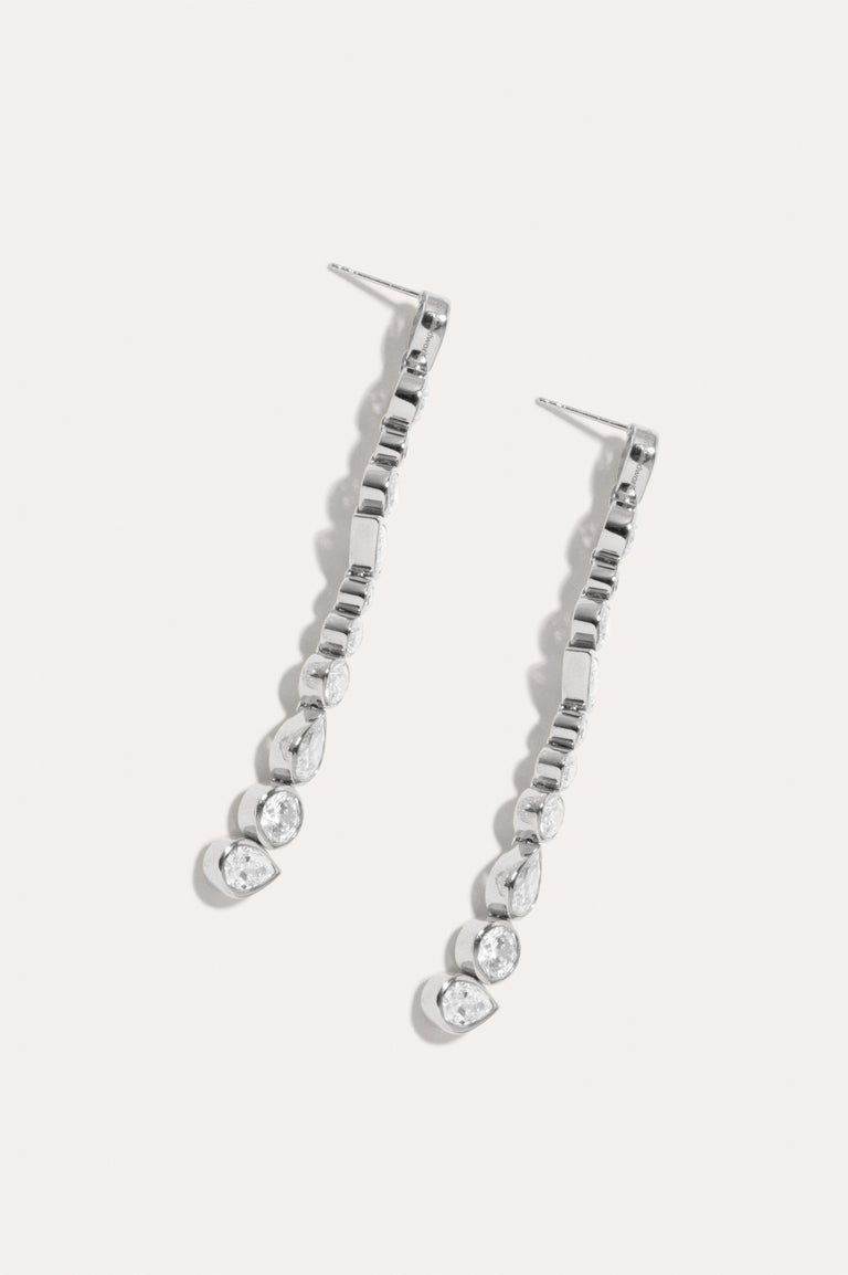 Glitch - Cubic Zirconia and Platinum Plated Earrings