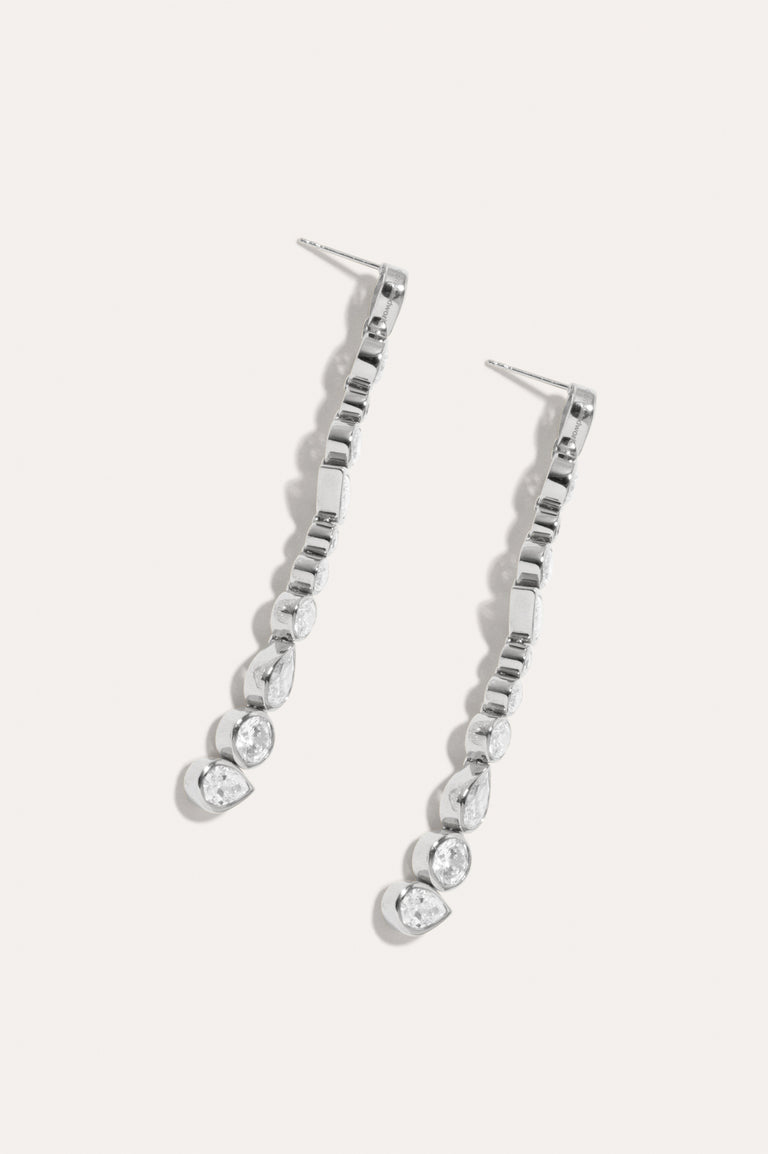 Glitch - Boucles d'oreilles en oxyde de zirconium et plaqué platine