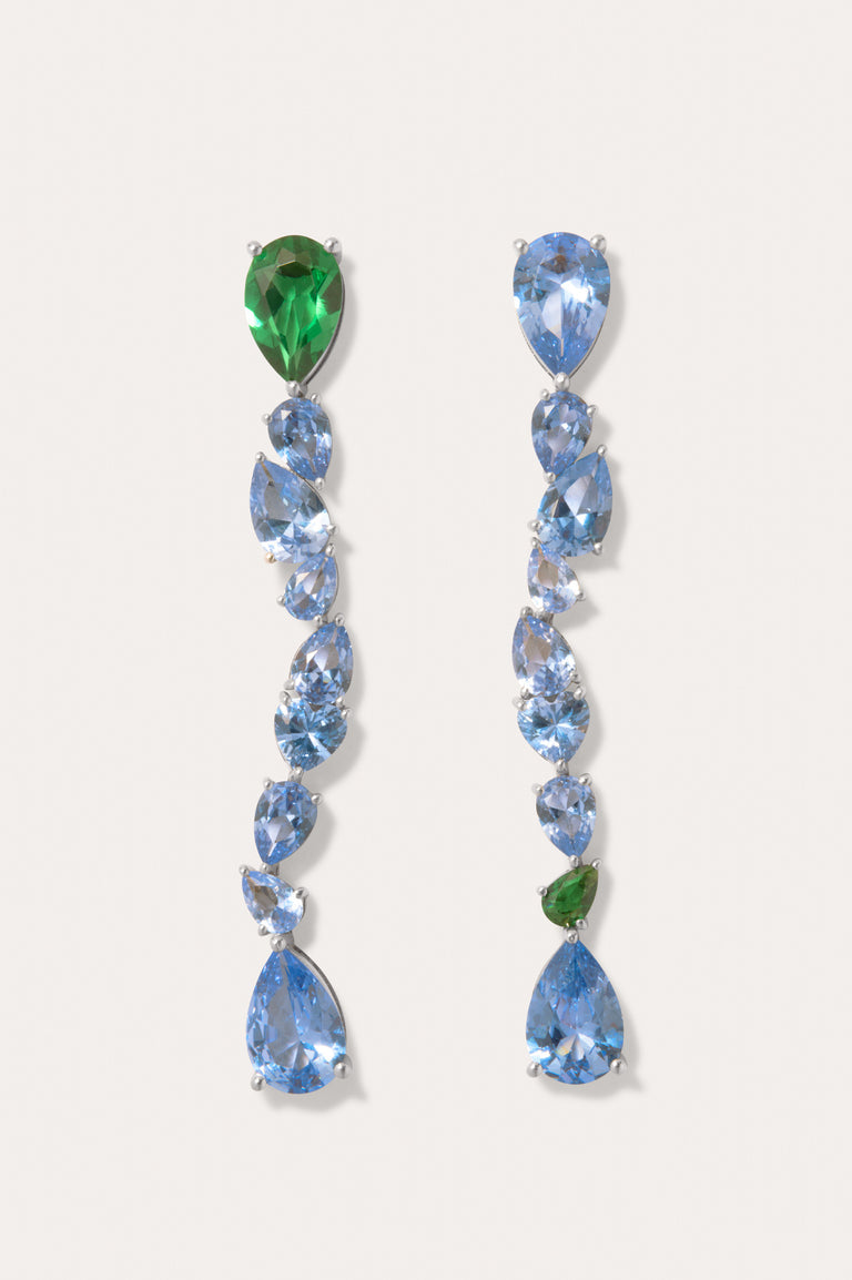 Z23 - Boucles d'oreilles en argent recyclé avec zircone émeraude et spinelle bleu synthétique