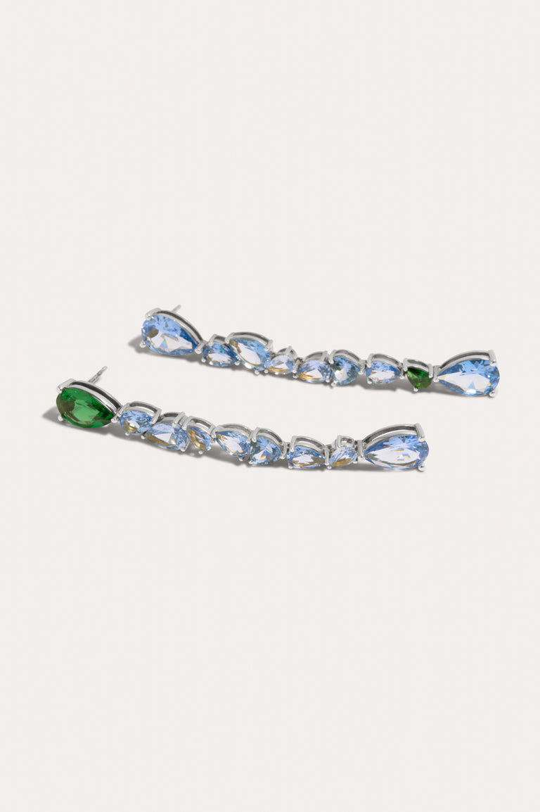 Z23 - Boucles d'oreilles en argent recyclé avec zircone émeraude et spinelle bleu synthétique