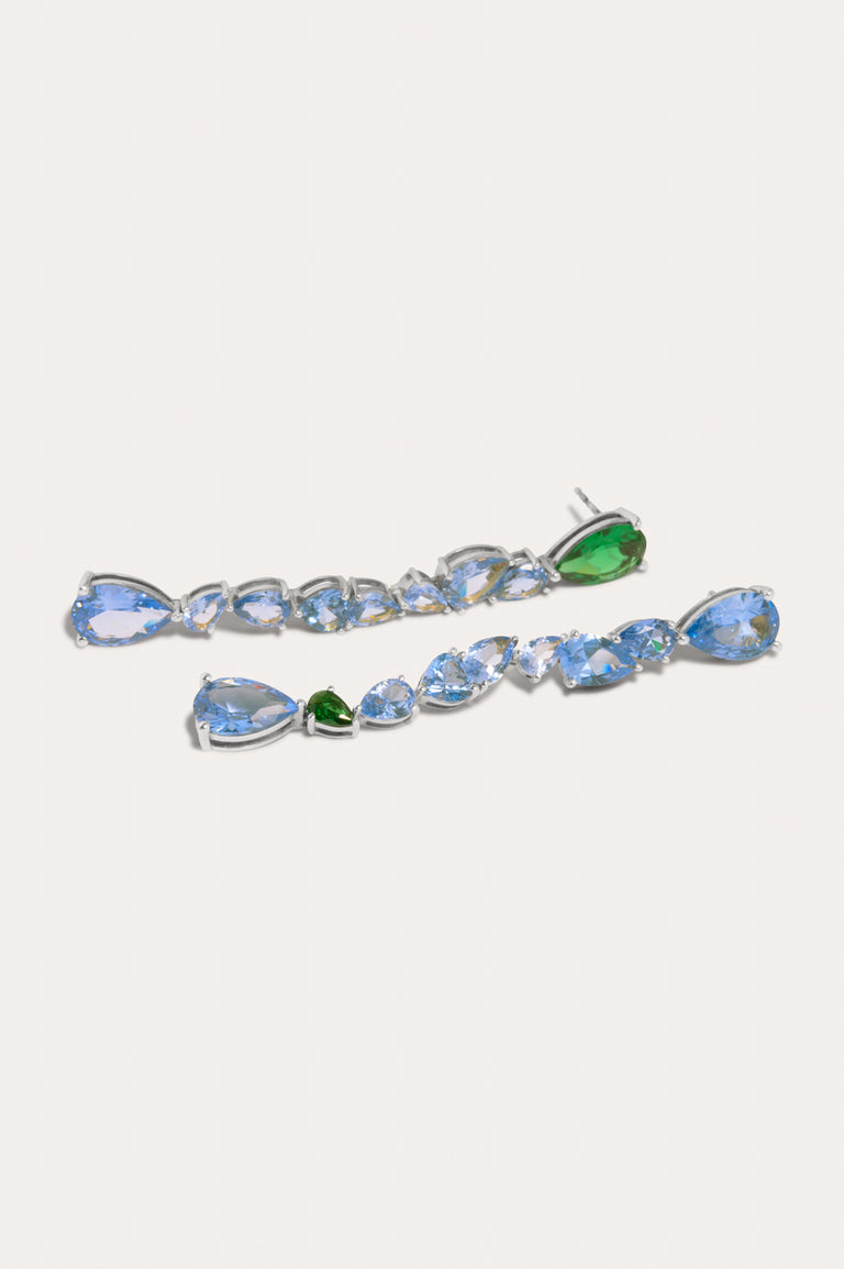 Z23 - Boucles d'oreilles en argent recyclé avec zircone émeraude et spinelle bleu synthétique