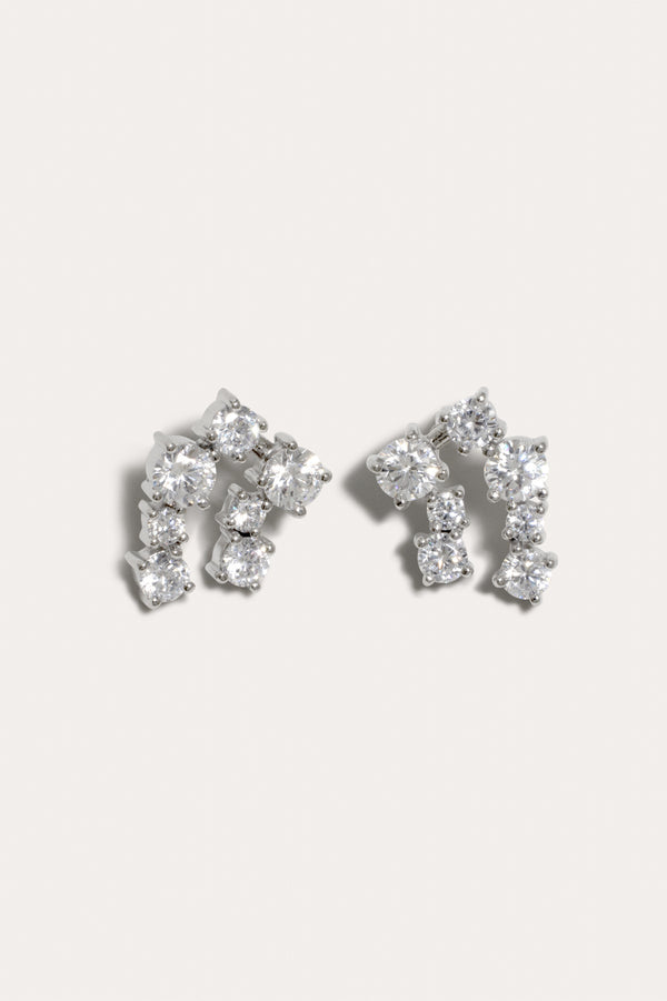 Mythe - Boucles d'oreilles en zirconium et plaquées rhodium