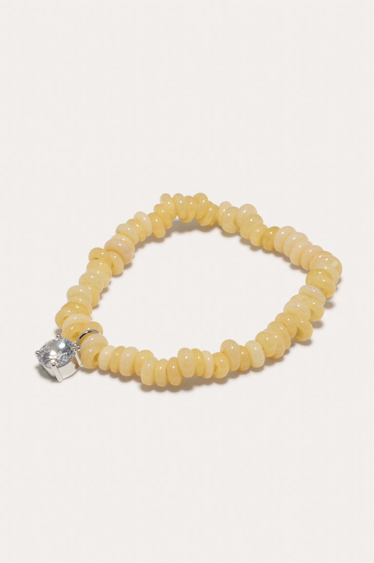Chutes - Zirconia and Recycled Yellow Glass Bead Bracelet