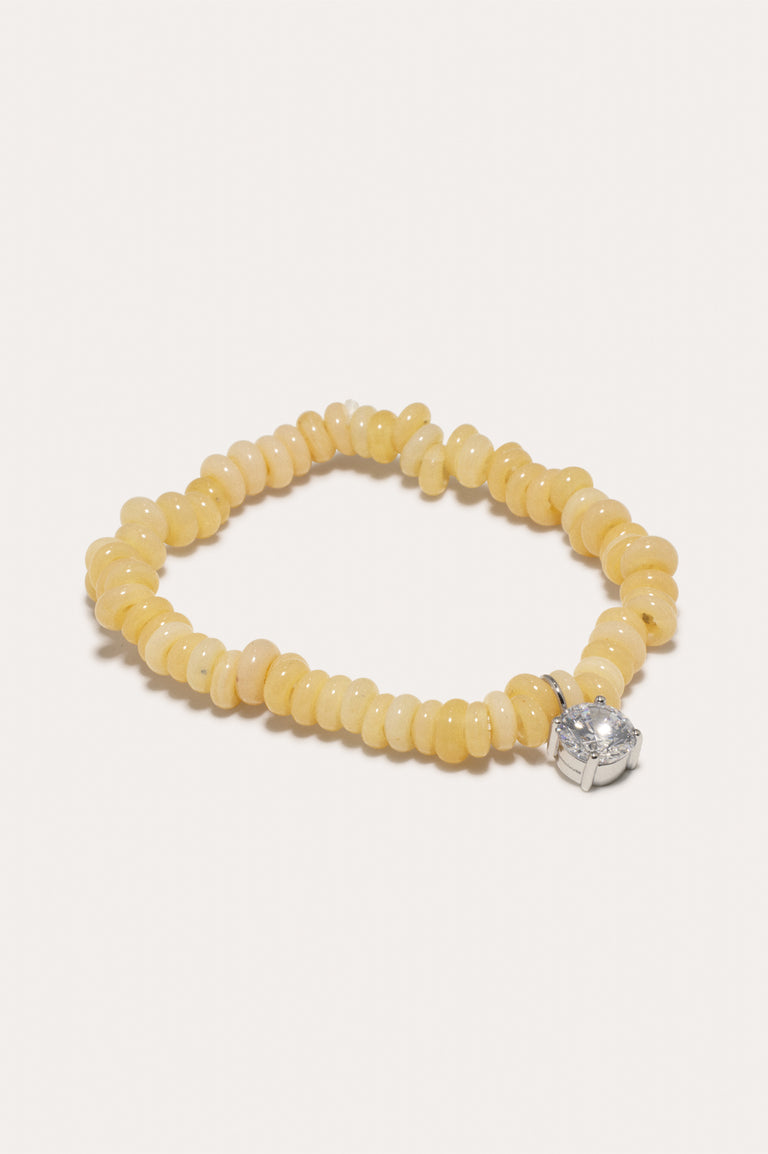 Chutes - Zirconia and Recycled Yellow Glass Bead Bracelet