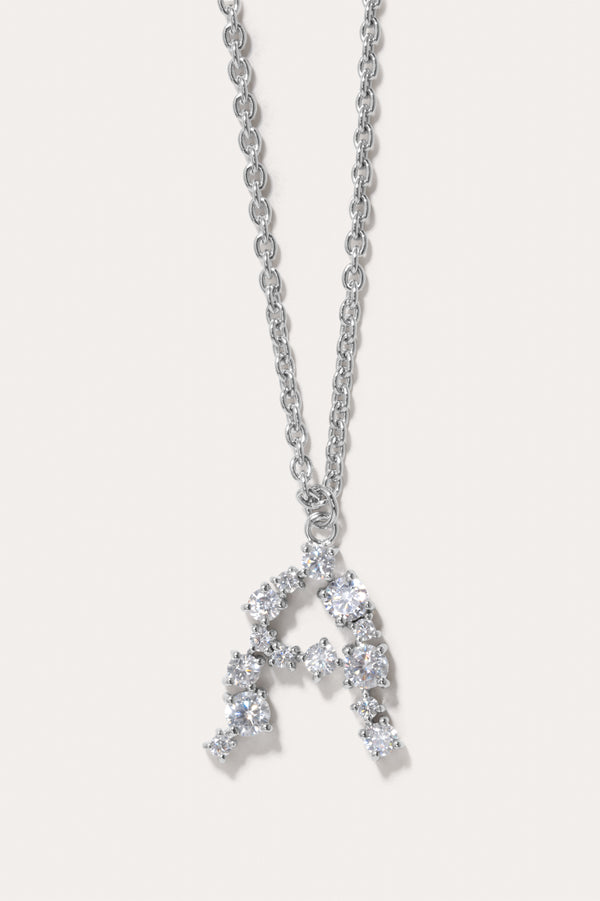 Pendentif Glitchy A en oxyde de zirconium et plaqué rhodium