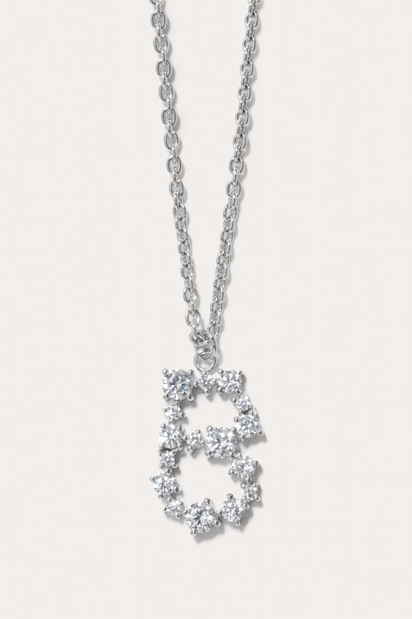 Glitchy B - Pendentif en Zircon cubique et Plaqué Rhodium