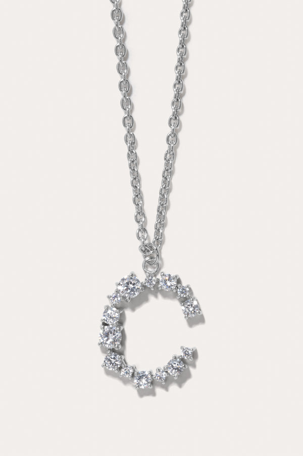 Pendentif Glitchy C en oxyde de zirconium et plaqué rhodium