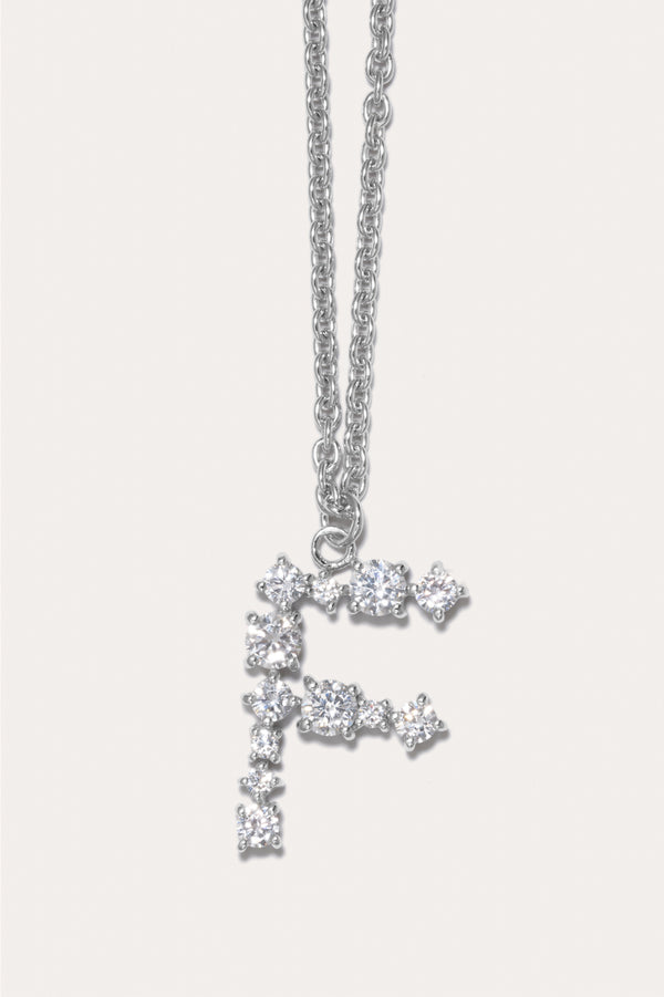 Pendentif plaqué rhodium et oxyde de zirconium - Glitchy F
