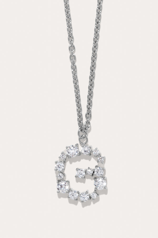 Pendentif Glitchy G en oxyde de zirconium et plaqué rhodium