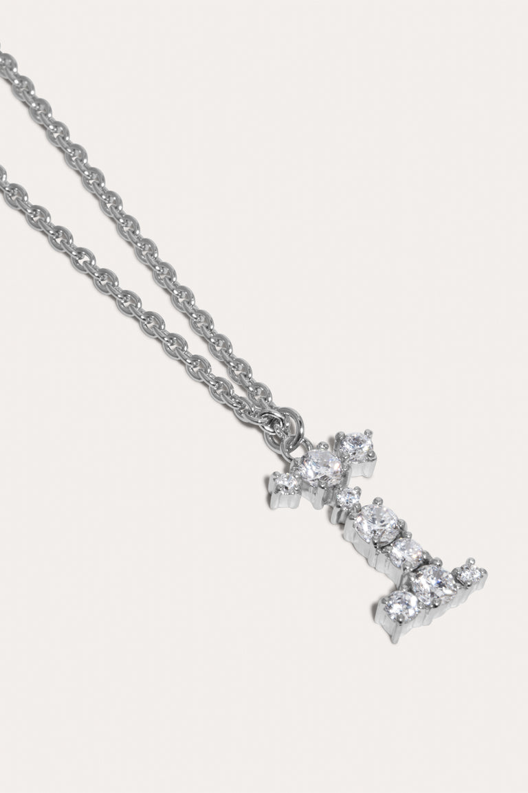 Glitchy I - Cubic Zirconia and Rhodium Plated Pendant