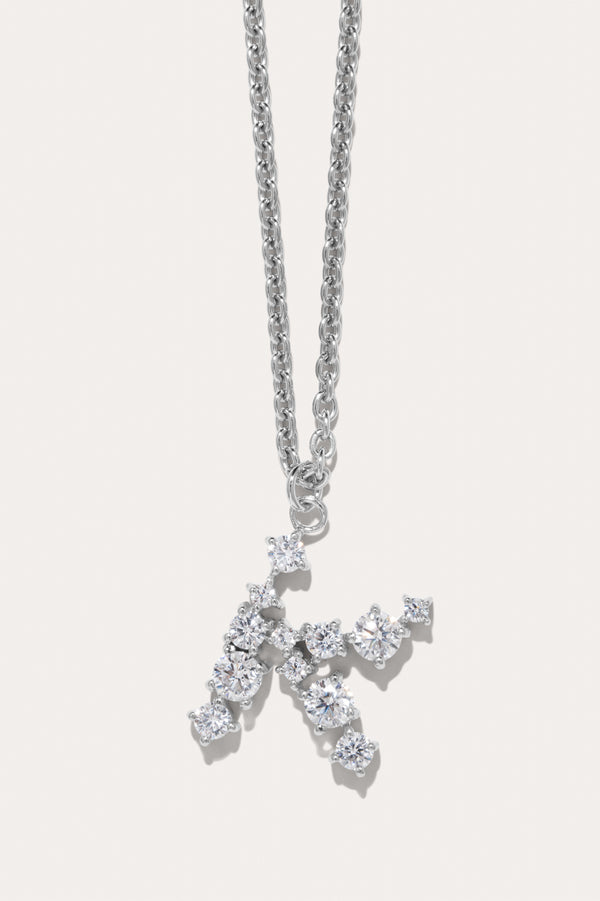 Pendentif Glitchy K en oxyde de zirconium et plaqué rhodium