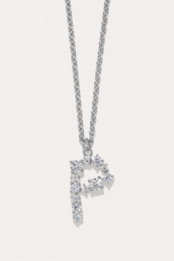 Glitchy P - Pendentif en oxyde de zirconium et plaqué rhodium