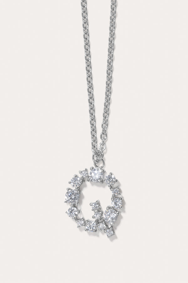 Pendentif plaqué rhodium et oxyde de zirconium Glitchy Q