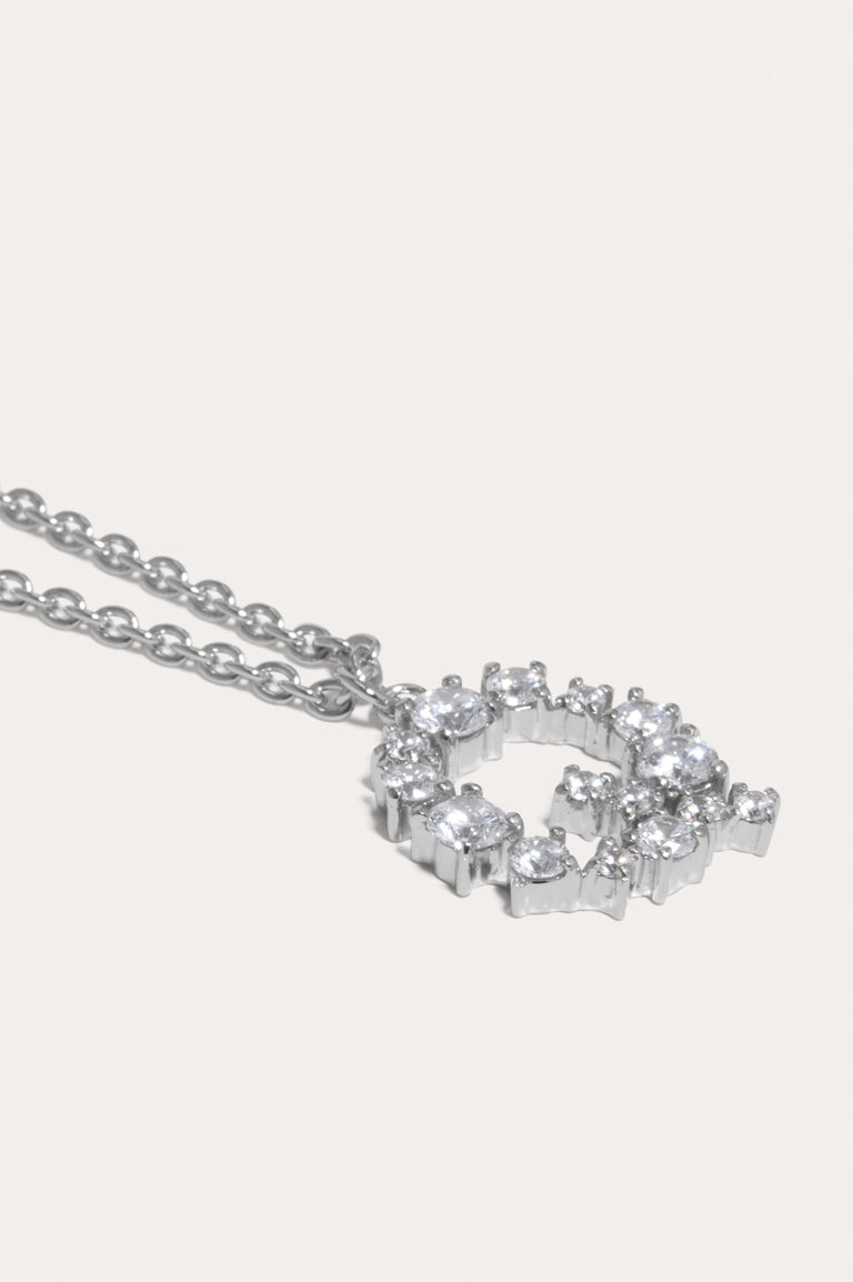 Glitchy Q - Cubic Zirconia and Rhodium Plated Pendant