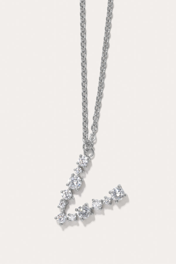 Glitchy V - Pendentif en Zircon cubique et Plaqué Rhodium