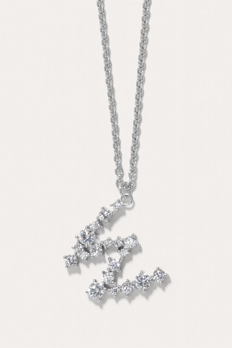Glitchy W - Cubic Zirconia and Rhodium Plated Pendant