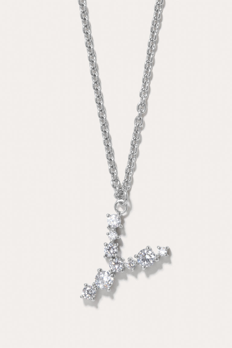 Glitchy Y - Cubic Zirconia and Rhodium Plated Pendant