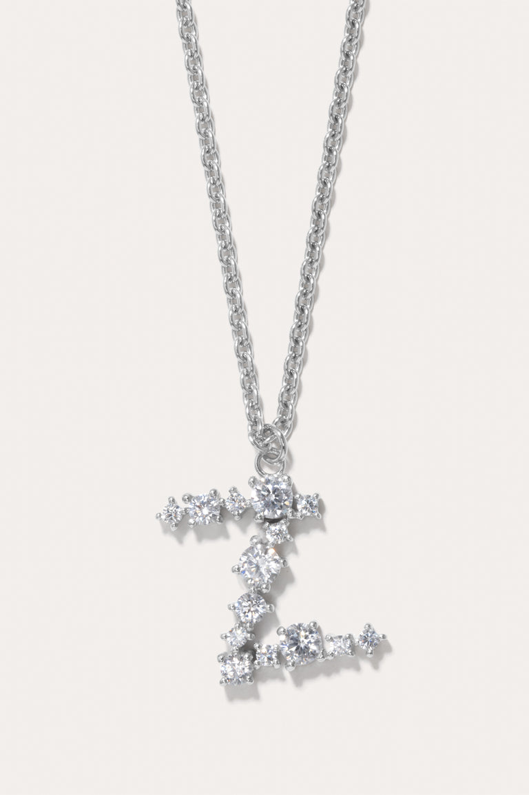 Glitchy Z - Cubic Zirconia and Rhodium Plated Pendant