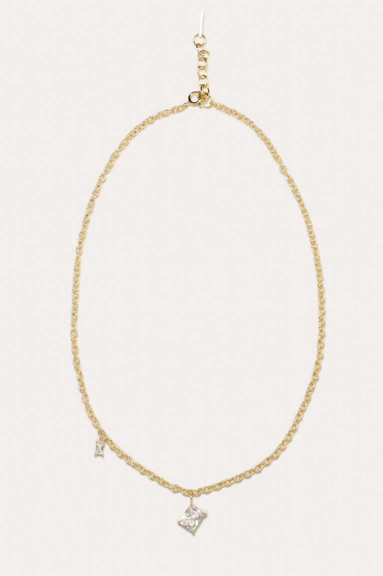 Encrypted Dreams - Cubic Zirconia and Gold Vermeil Necklace