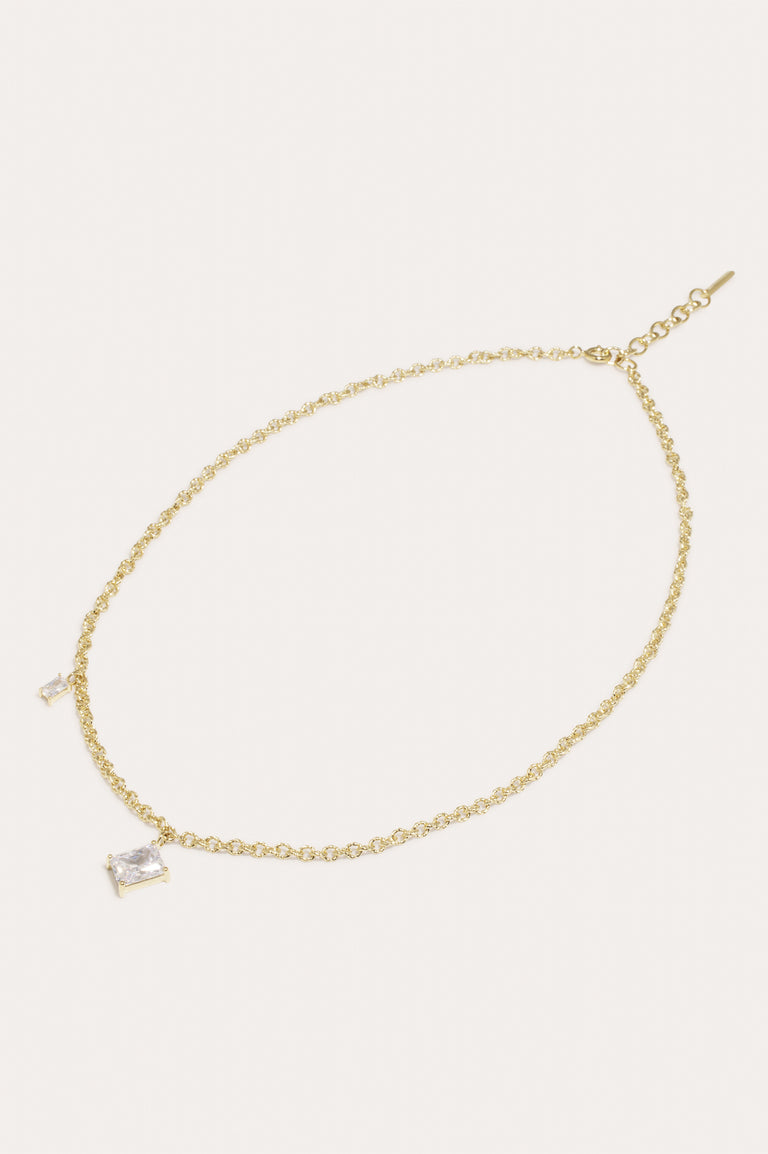 Encrypted Dreams - Zirconia and Gold Vermeil Necklace