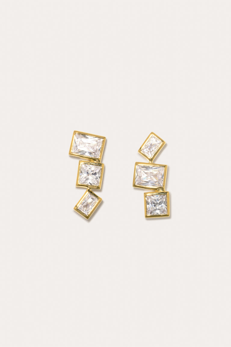 How to Get a Low Score at Tetris - Cubic Zirconia and Recycled Gold Vermeil Earrings