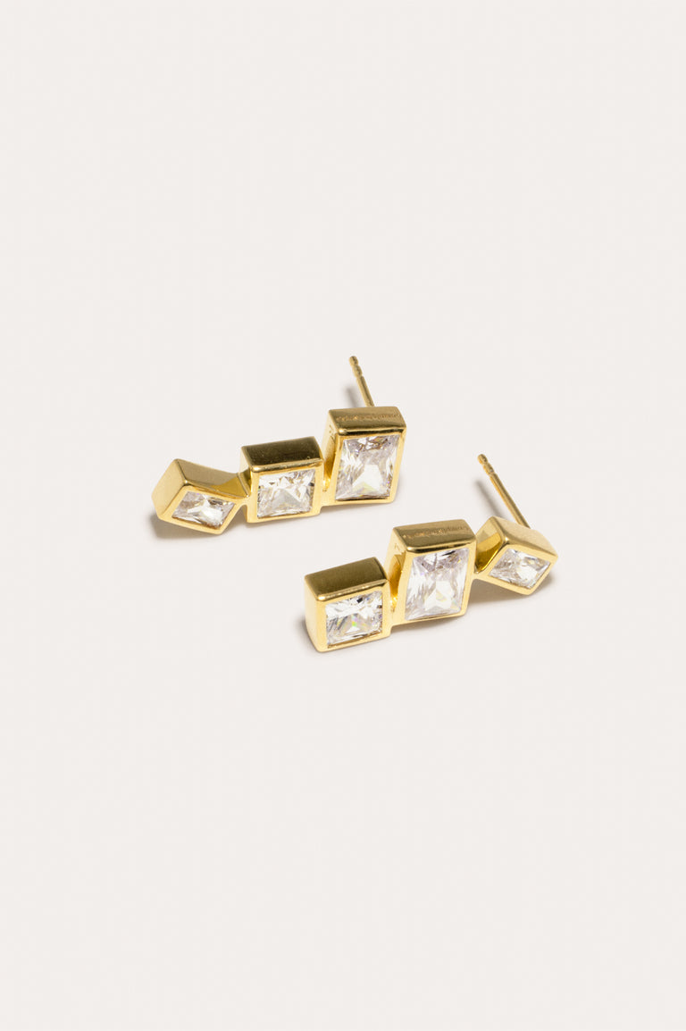 How to Get a Low Score at Tetris - Zirconia and Recycled Gold Vermeil Earrings
