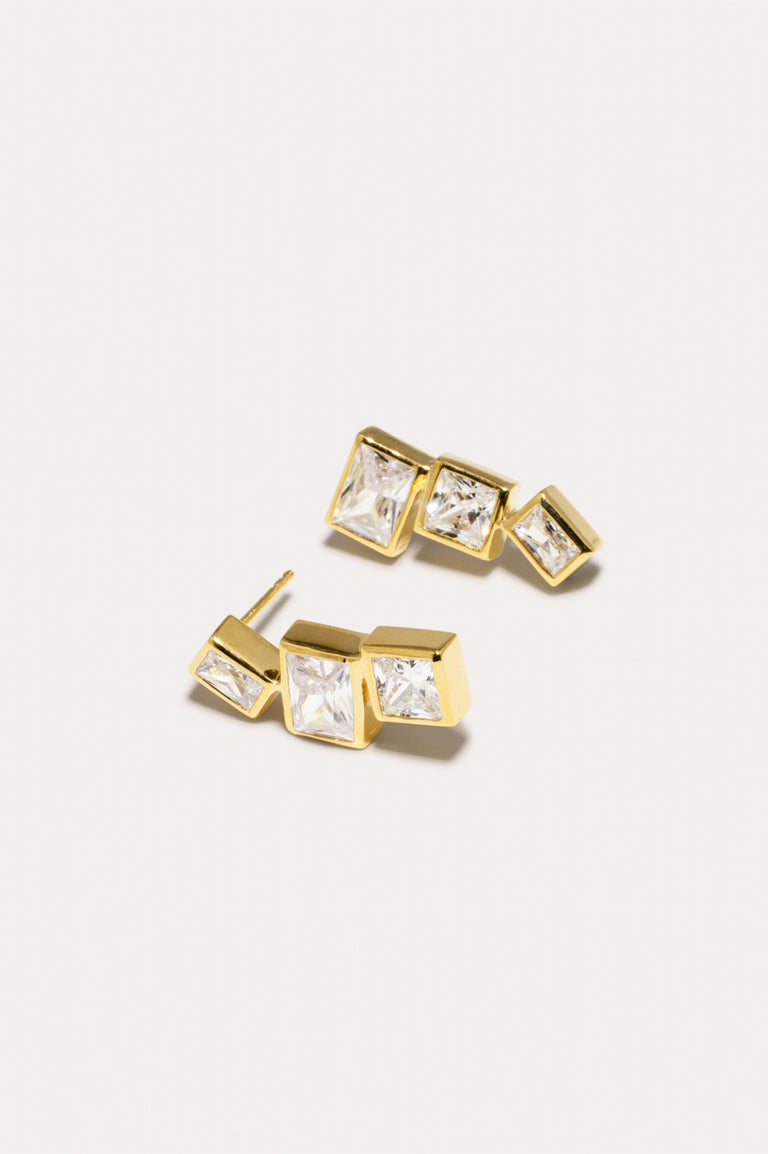 How to Get a Low Score at Tetris - Cubic Zirconia and Recycled Gold Vermeil Earrings